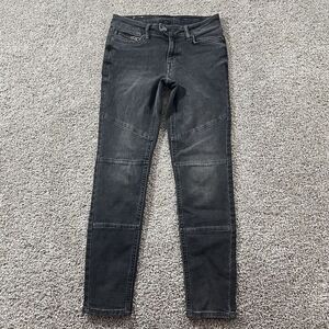 AllSaints Jeans Womens 26 Black Biker Cropped Classic Dark Denim Streetwear Fade